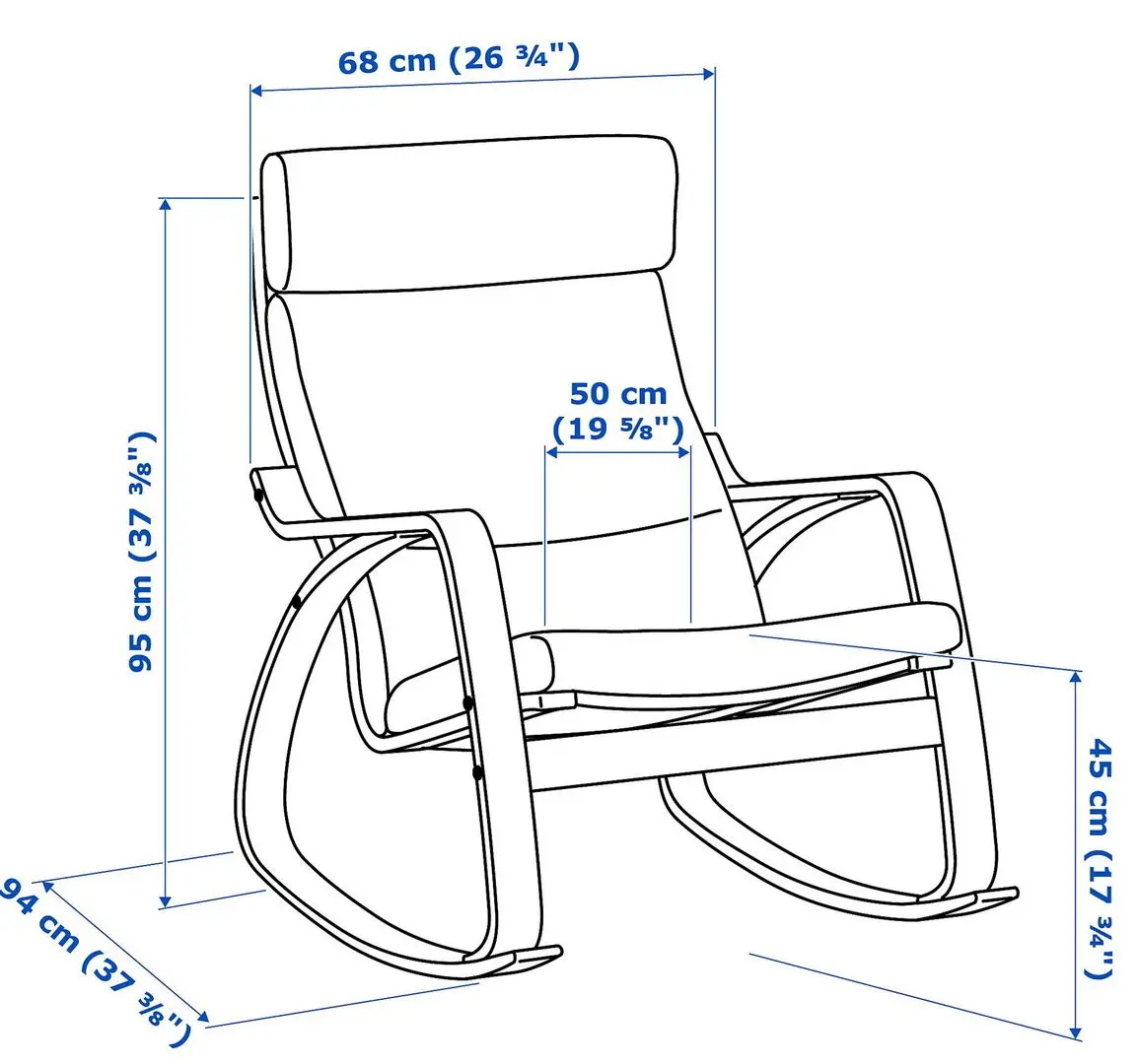 Fotoliu balansoar Ikea Poang (Maro/Hillared Albastru Inchis)