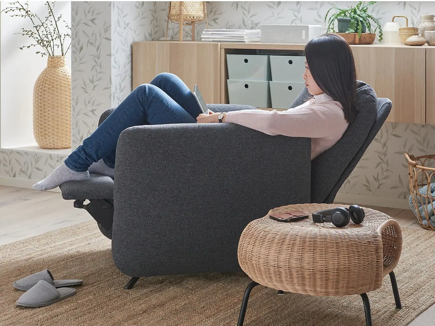 Fotoliu-recliner Ikea Ekolsund (Gunnared Gri Inchis)
