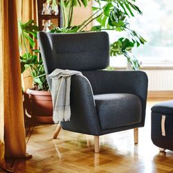 Кресло с пуфом Ikea Oskarshamn (Гуннаред Черно-серый) Thumb