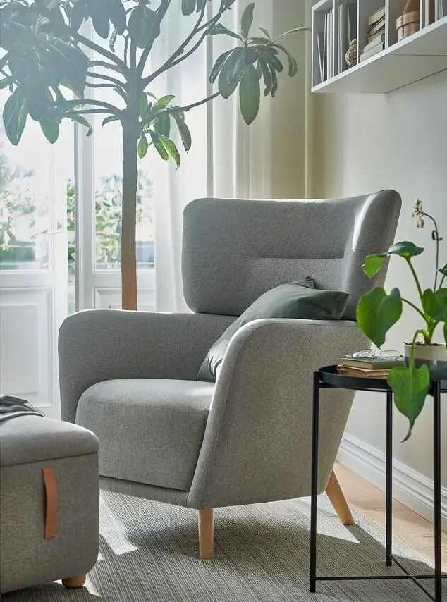 Fotoliu cu puf Ikea Oskarshamn/Tibbleby (Bej/Gri)