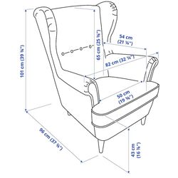 Fotoliu cu puf Ikea Strandmon (Nordvalla Gri Inchis) Thumb