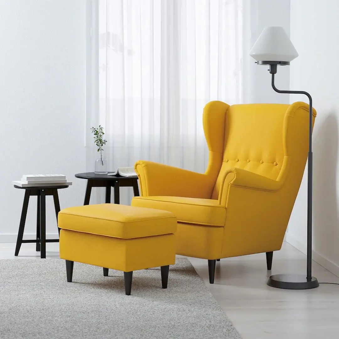 Fotoliu cu puf Ikea Strandmon (Skiftebo Galben) - 4