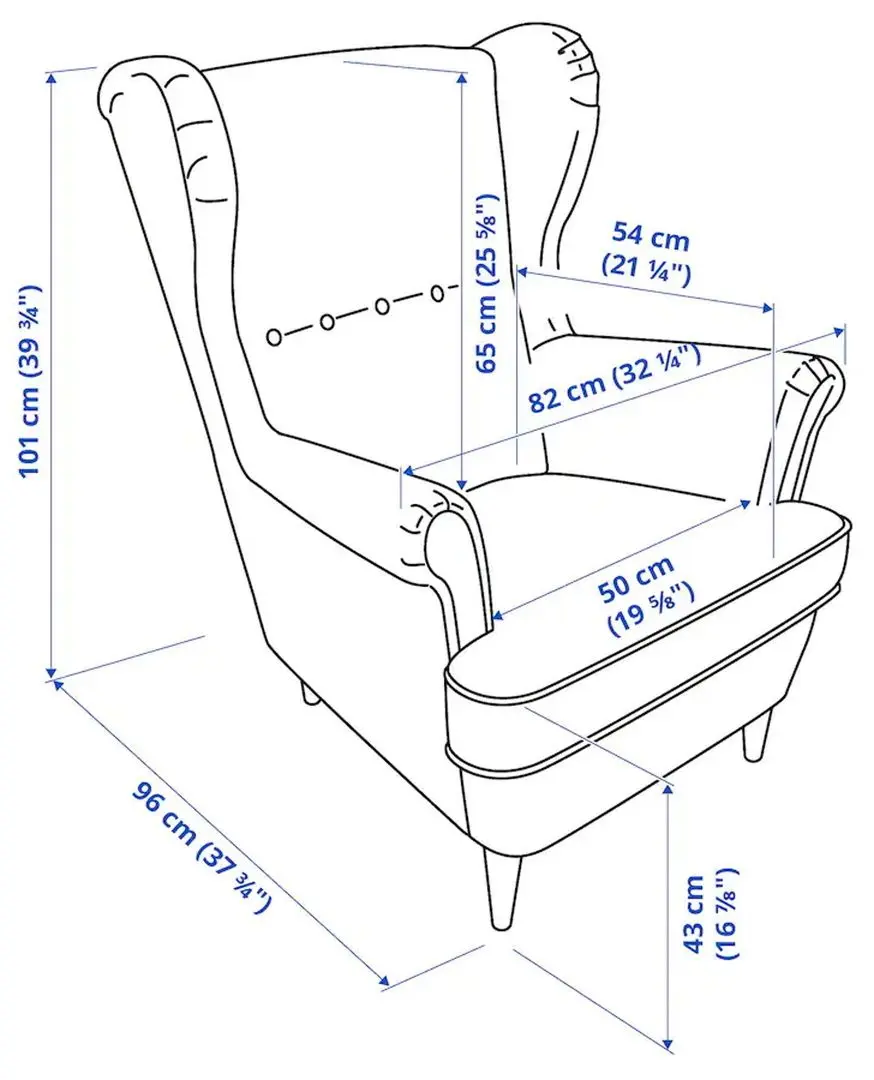 Fotoliu cu puf Ikea Strandmon (Vibberbo Negru/Bej) - 6