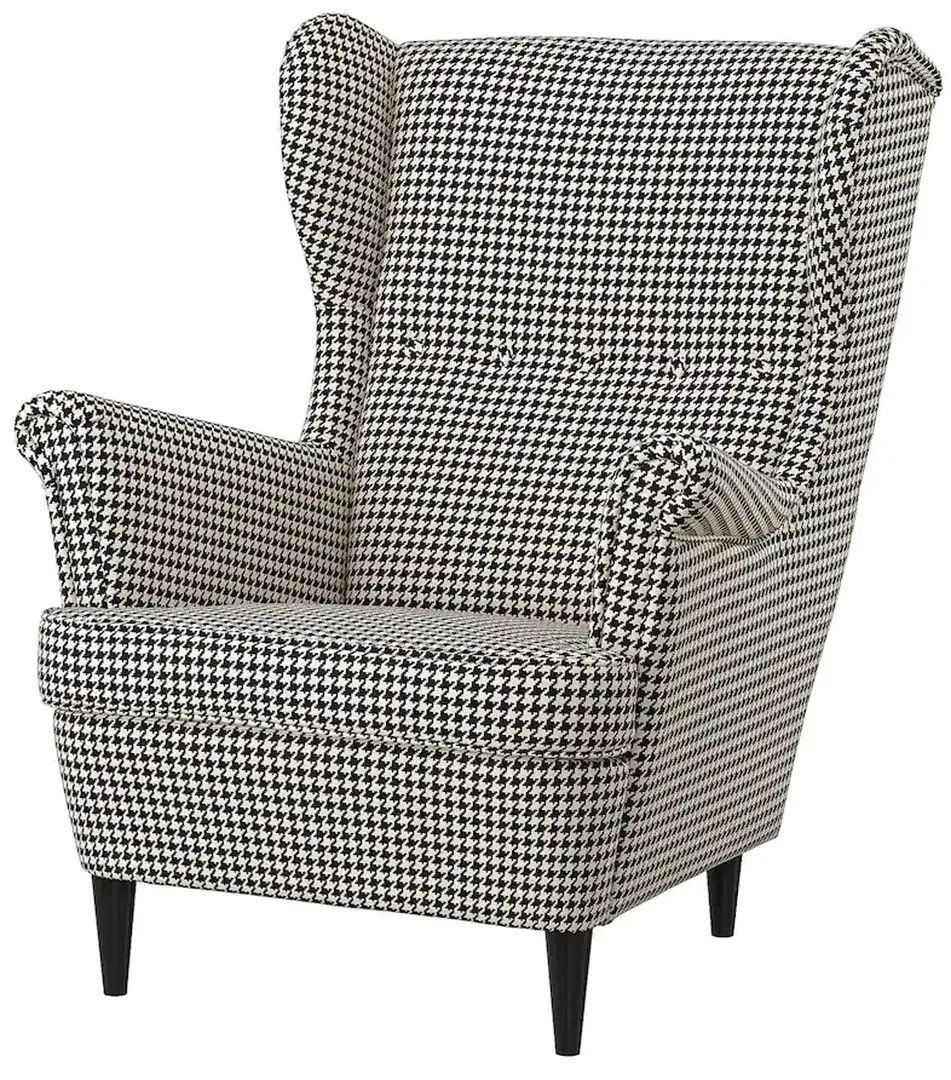 Fotoliu cu puf Ikea Strandmon (Vibberbo Negru/Bej)