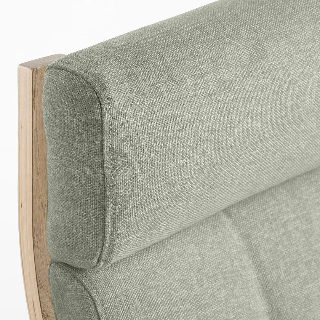 Fotoliu cu taburet Ikea Poang (Furnir Stejar Alb/Gunnared Verde Deschis)