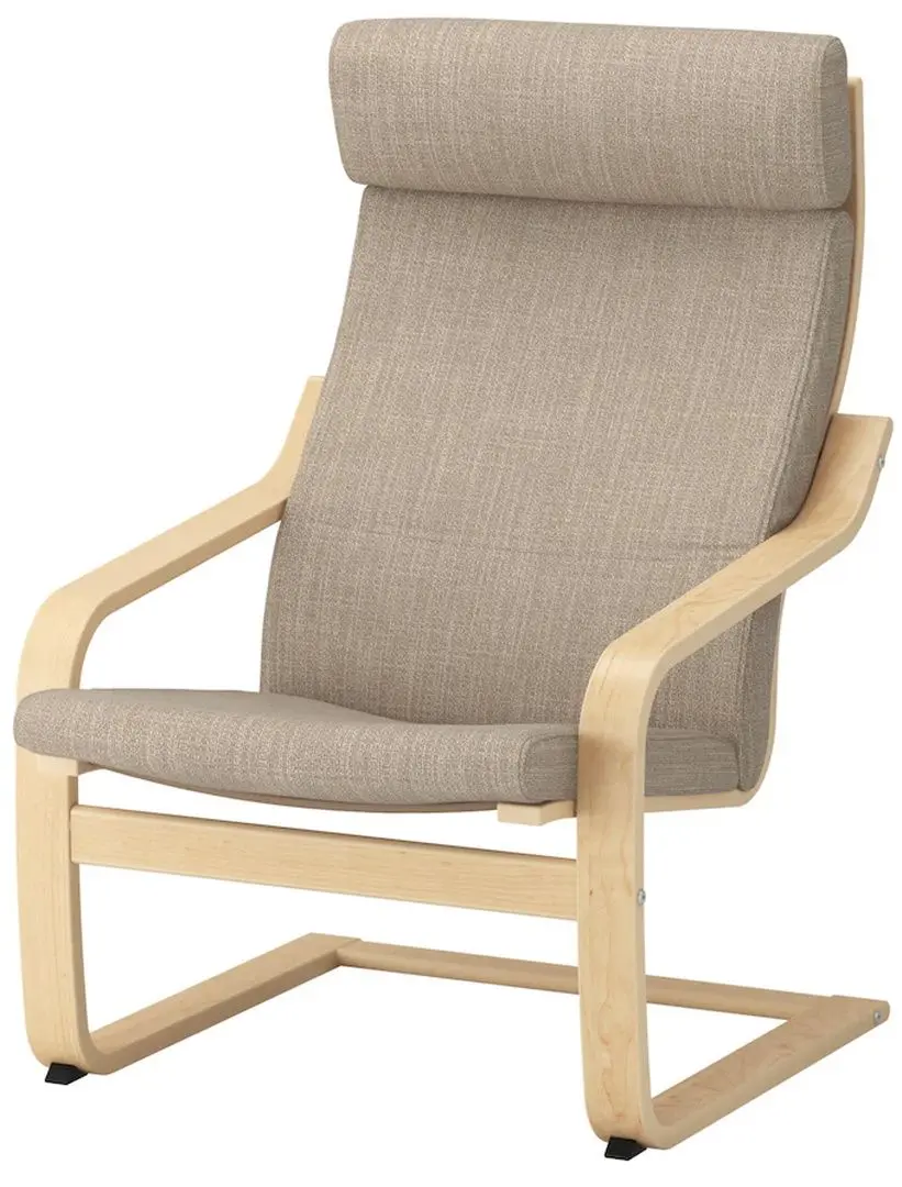 Fotoliu cu taburet Ikea Poang (Furnir Mesteacăn/Hillared Bej)