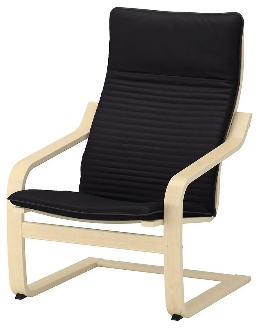 Fotoliu cu taburet Ikea Poang (Furnir Mesteacăn/Knisa Negru)
