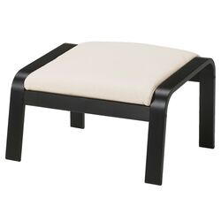 Fotoliu cu taburet Ikea Poang/Glose (Negru-maro/Ecru) Thumb