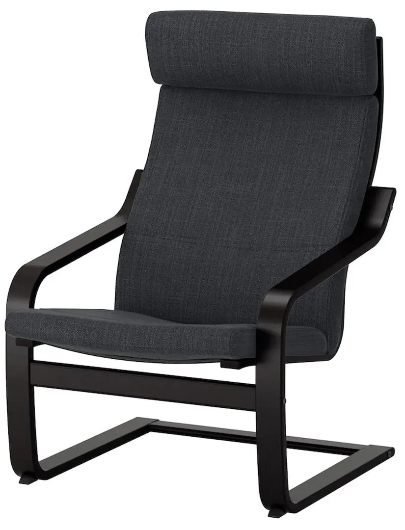 Fotoliu cu taburet Ikea Poang (Negru-maro/Hillared Antracit)