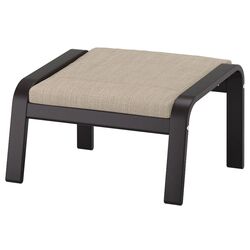 Fotoliu cu taburet Ikea Poang (Negru-maro/Hillared Bej) Thumb