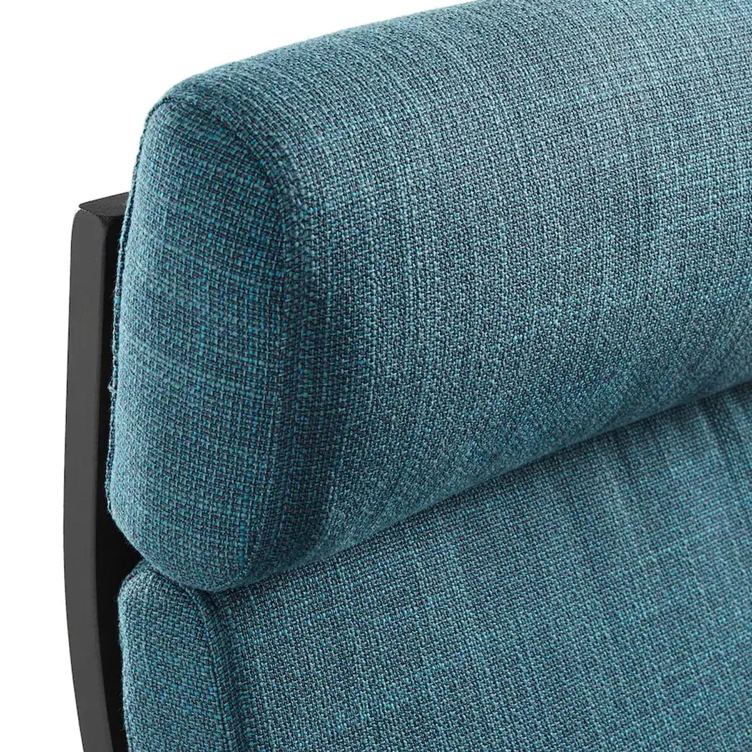 Fotoliu cu taburet Ikea Poang/Hillared (Negru-maro/Albastru inchis)