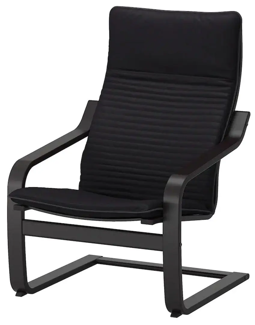 Fotoliu cu taburet Ikea Poang (Negru-maro/Knisa Negru)