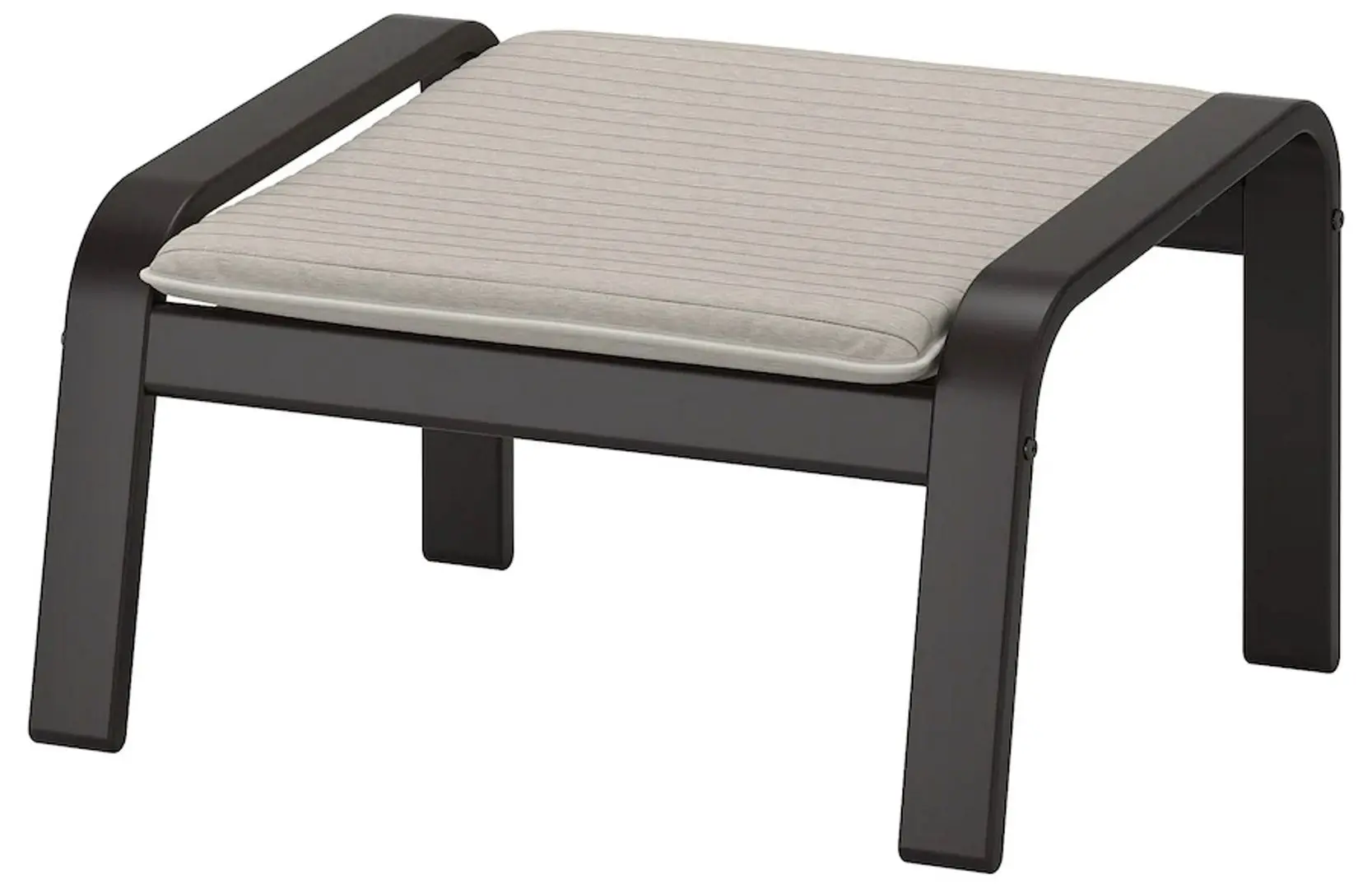 Кресло с табуретом Ikea Poang (Черно-коричневый/Книса Светло-бежевый)