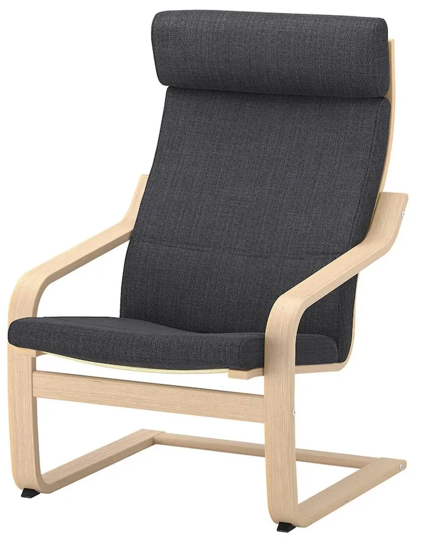 Fotoliu cu taburet Ikea Poang (Furnir Stejar Alb/Hillared Antracit)