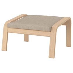 Fotoliu cu taburet Ikea Poang (Furnir Stejar Alb/Hillared Bej) Thumb