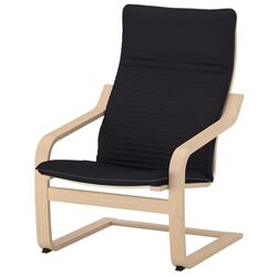 Fotoliu cu taburet Ikea Poang (Furnir Stejar Alb/Knisa Negru)