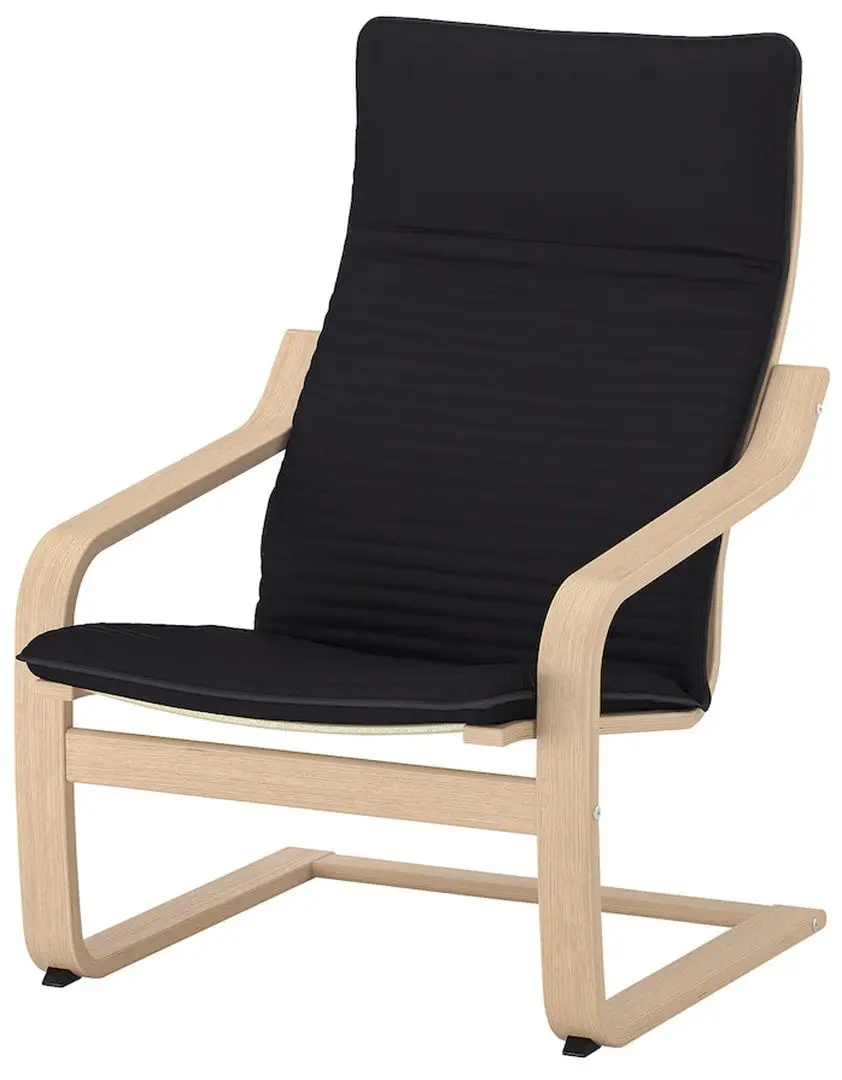 Fotoliu cu taburet Ikea Poang (Furnir Stejar Alb/Knisa Negru)