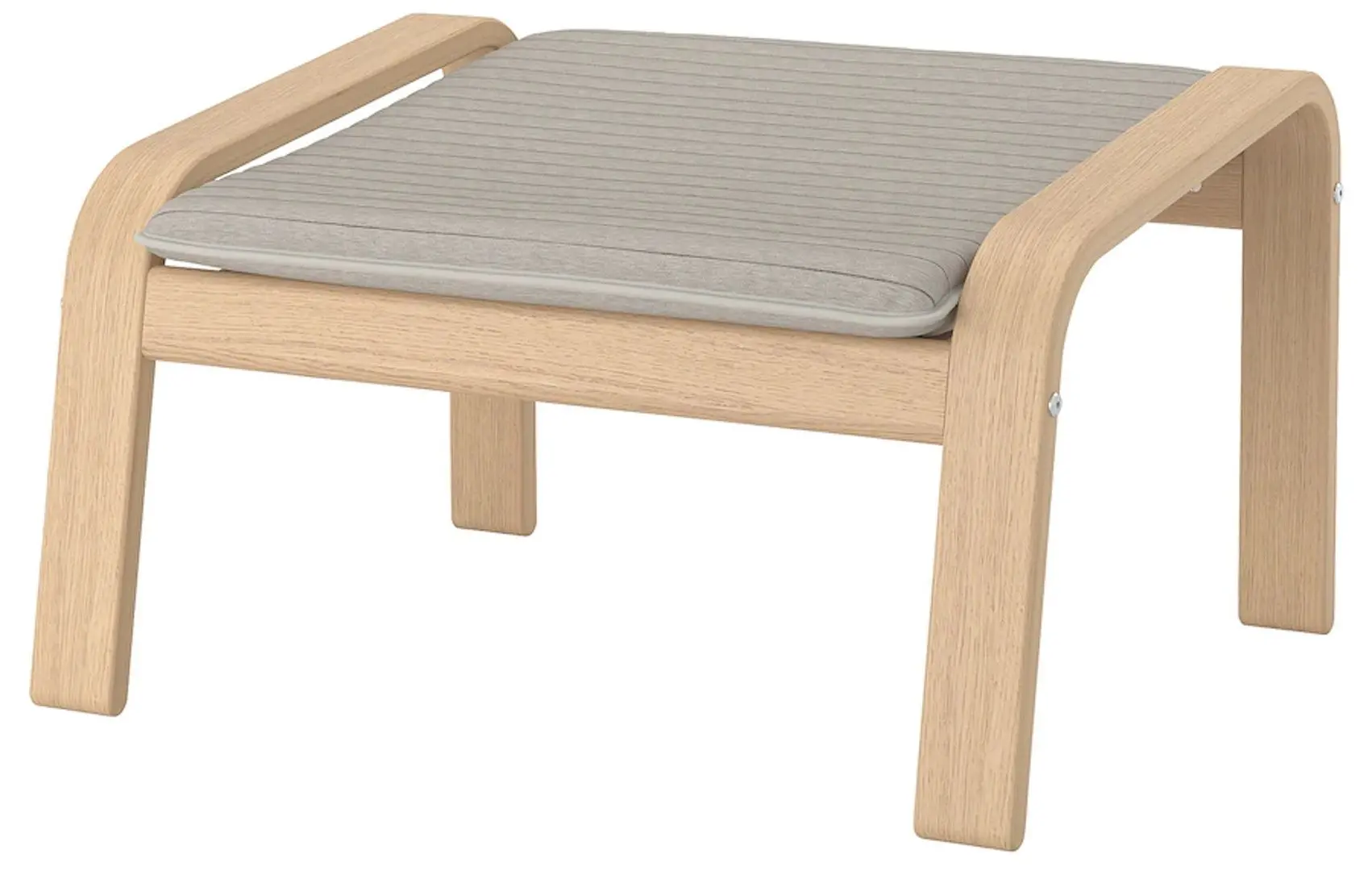 Кресло с табуретом Ikea Poang (Дубовый Шпон Беленый/Книса Светло-бежевый)