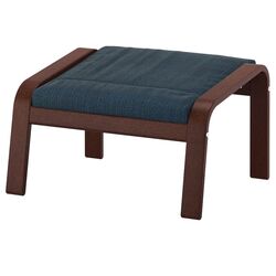 Fotoliu cu taburet Ikea Poang/Hillared (Maro/Albastru inchis) Thumb