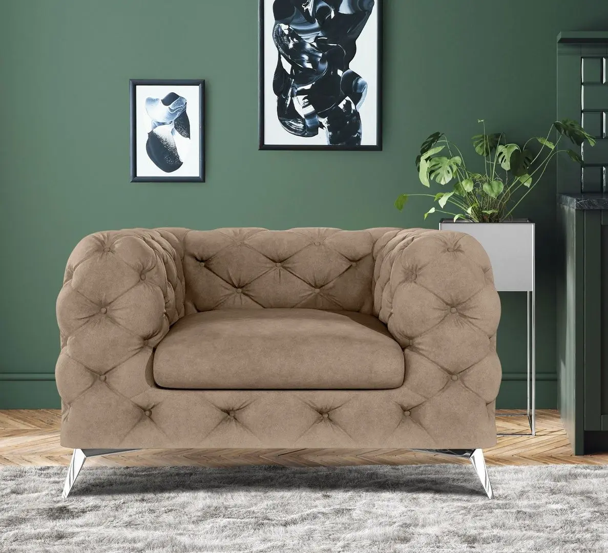 Кресло Inspira Furniture Chelsea Riviera 24 (Beige/Silver)