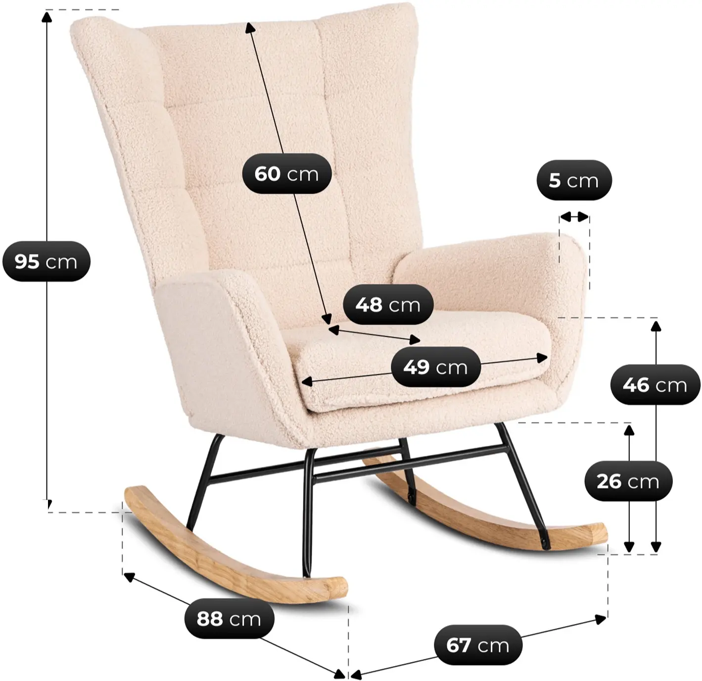 Fotoliu balansoar Mebel Elite Jackson (Beige/Oak) - 9