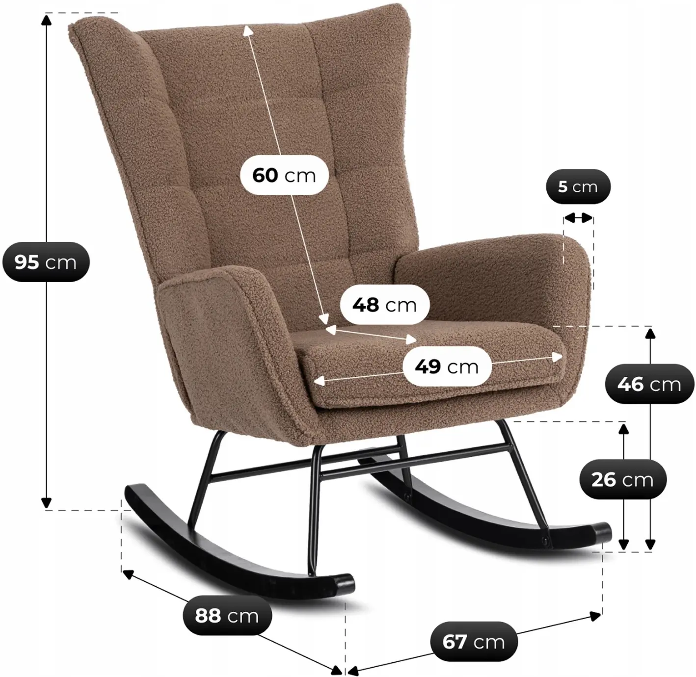 Кресло-качалка Mebel Elite Jackson (Brown/Black) - 9
