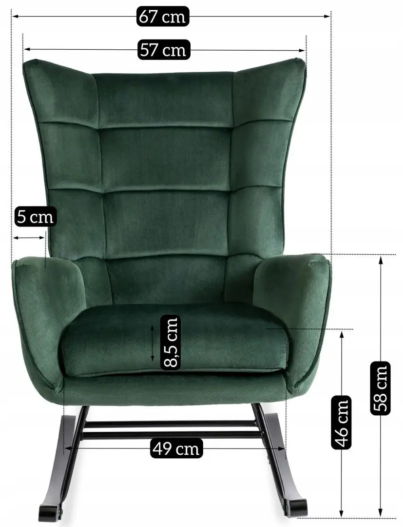 Кресло-качалка Mebel Elite Jackson (Green/Black) - 3