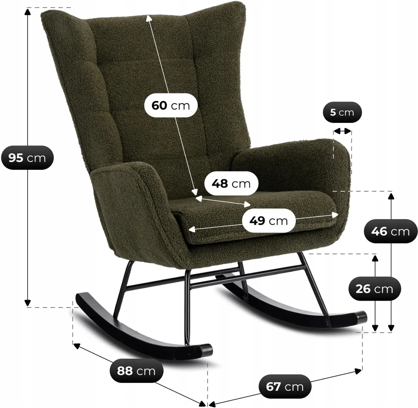 Кресло-качалка Mebel Elite Jackson (Olive/Black) - 9