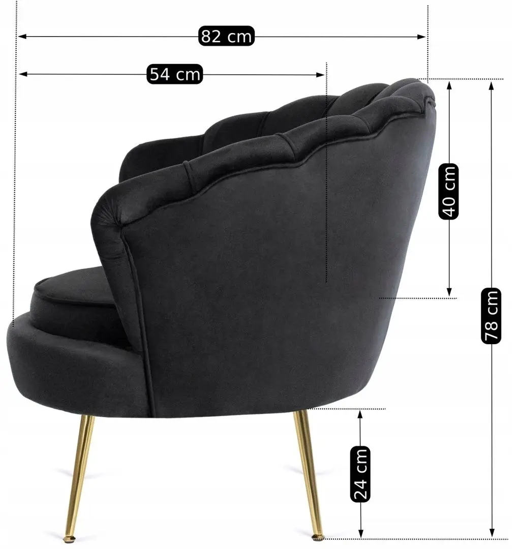 Fotoliu Mebel Elite Angel (Black/Golden)