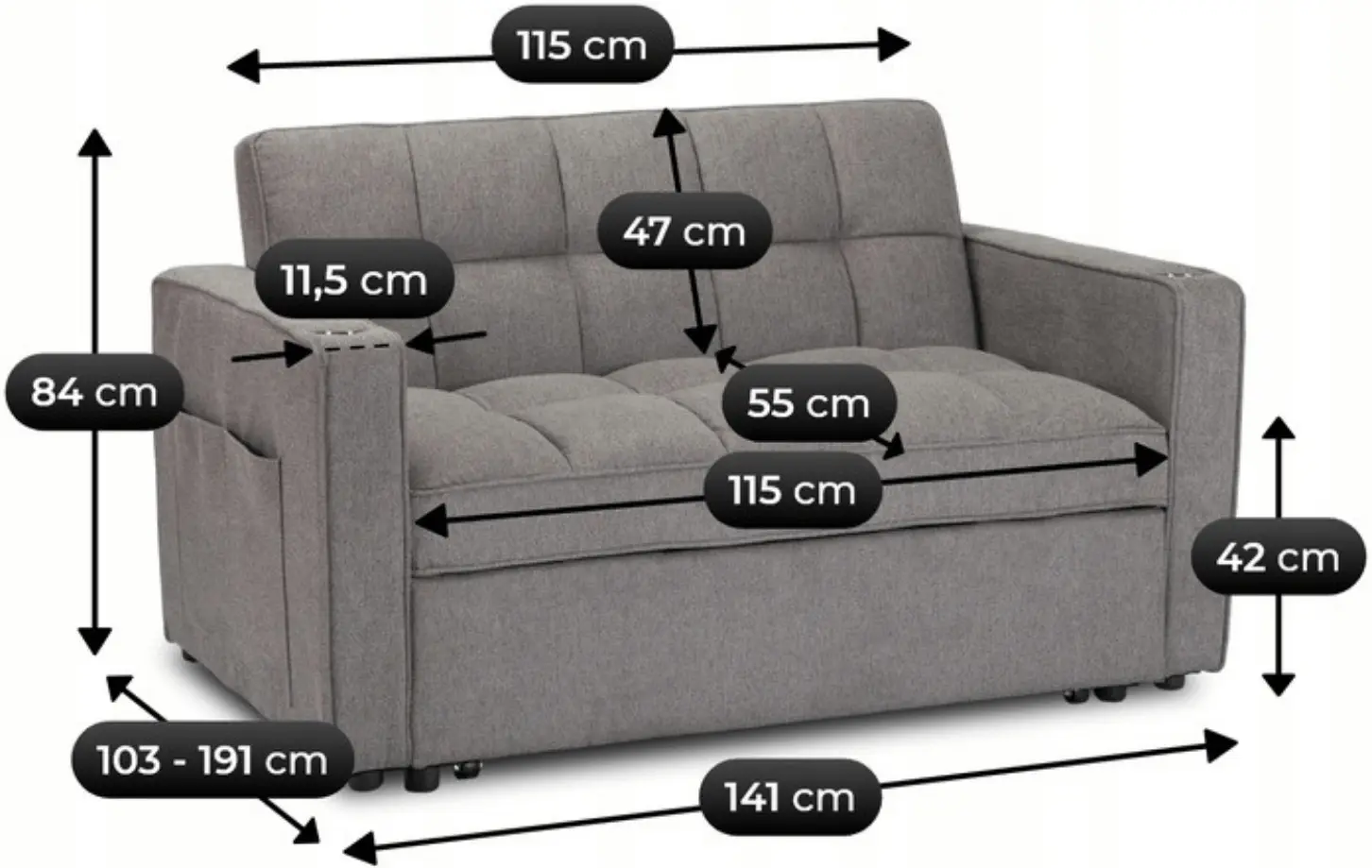 Fotoliu Mebel Elite Aster (Dark Grey) - 9