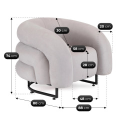 Кресло Mebel Elite Carmine Velour (Grey) Thumb