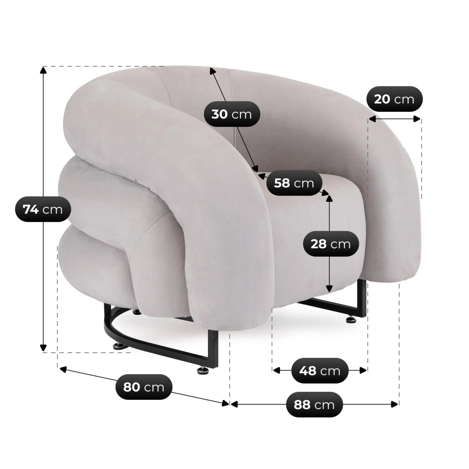 Кресло Mebel Elite Carmine Velour (Grey) - 8