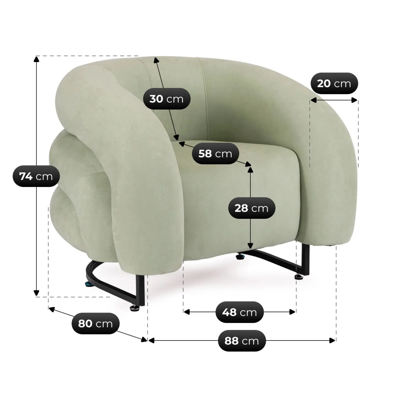 Кресло Mebel Elite Carmine Velour (Mint) - 8