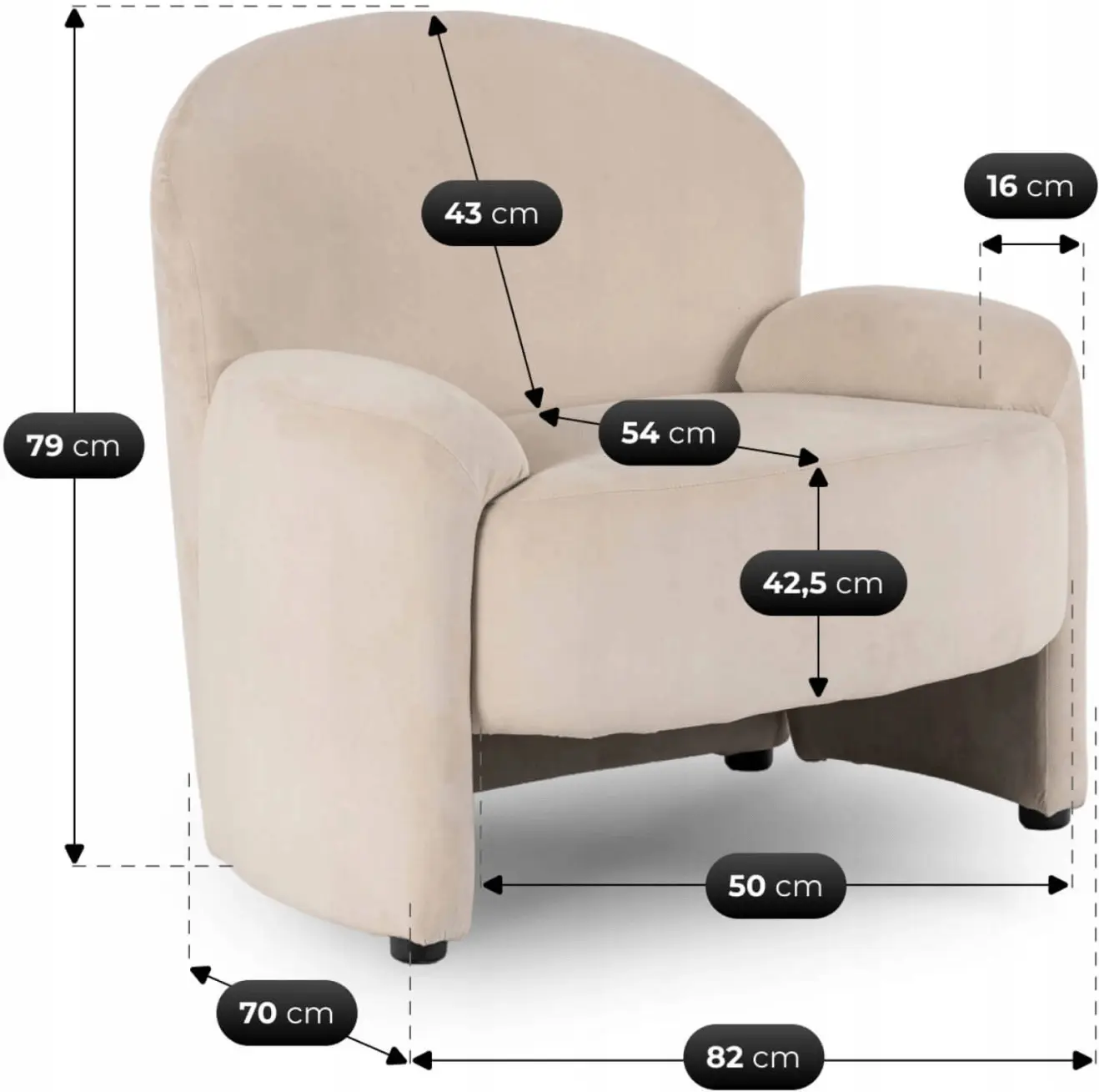 Fotoliu Mebel Elite Massimo (Cream) - 8