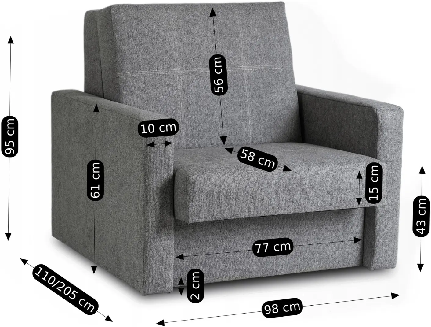 Fotoliu Mebel Elite Milan 1 (Grey) - 10