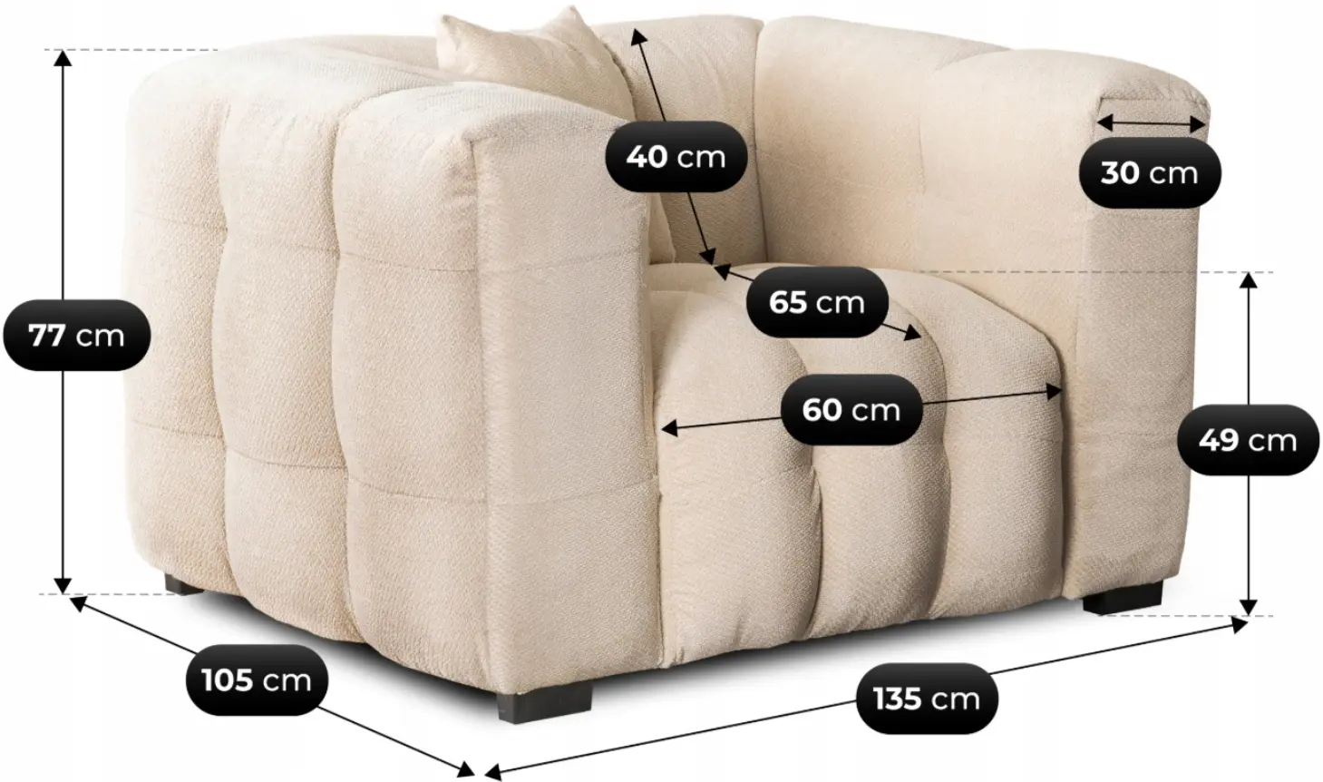 Fotoliu Mebel Elite Moderno 1S (Cream) - 9