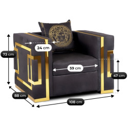 Кресло Mebel Elite Pallazo 1S (Black/Gold) Thumb