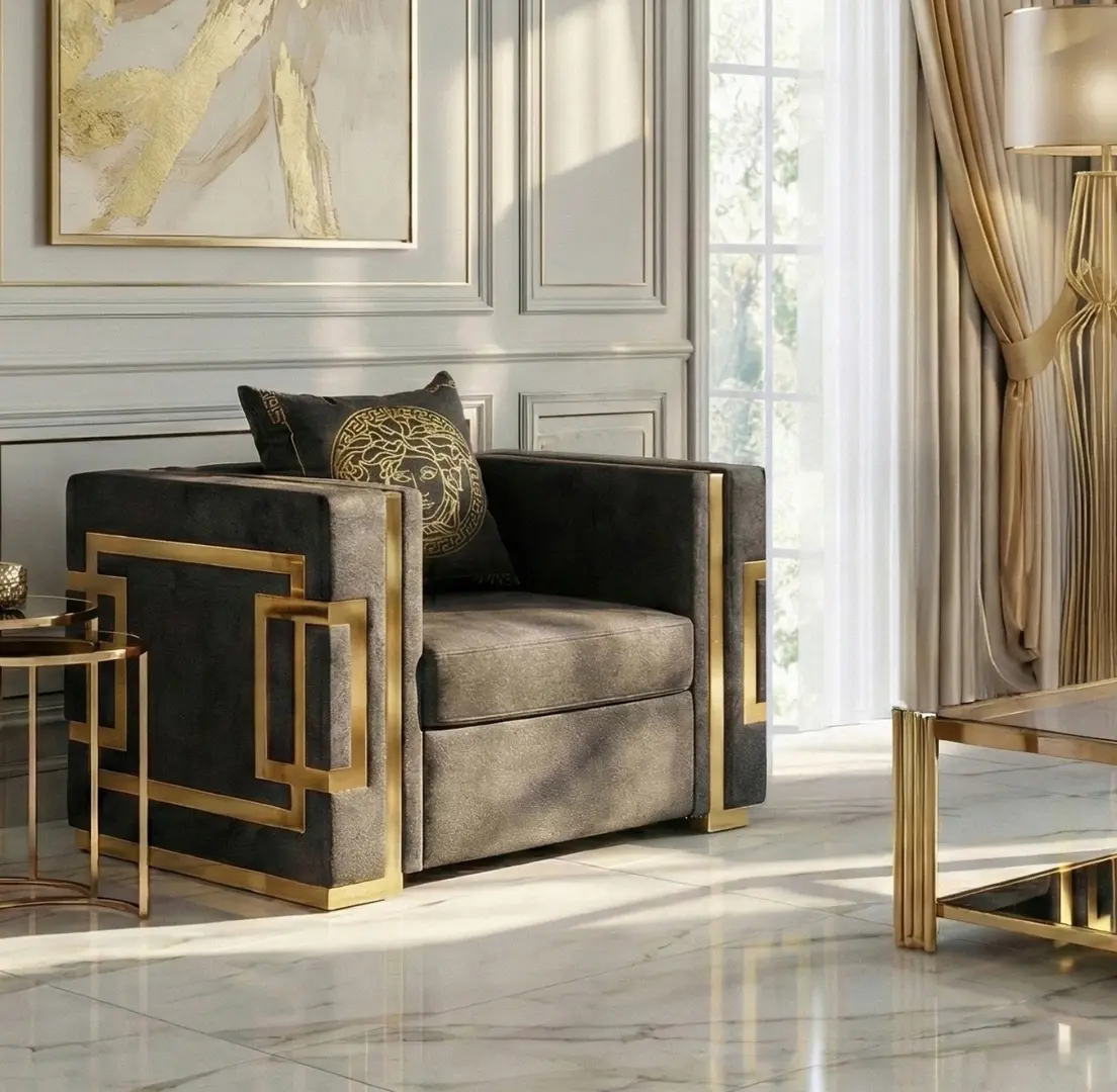 Кресло Mebel Elite Pallazo 1S (Black/Gold)