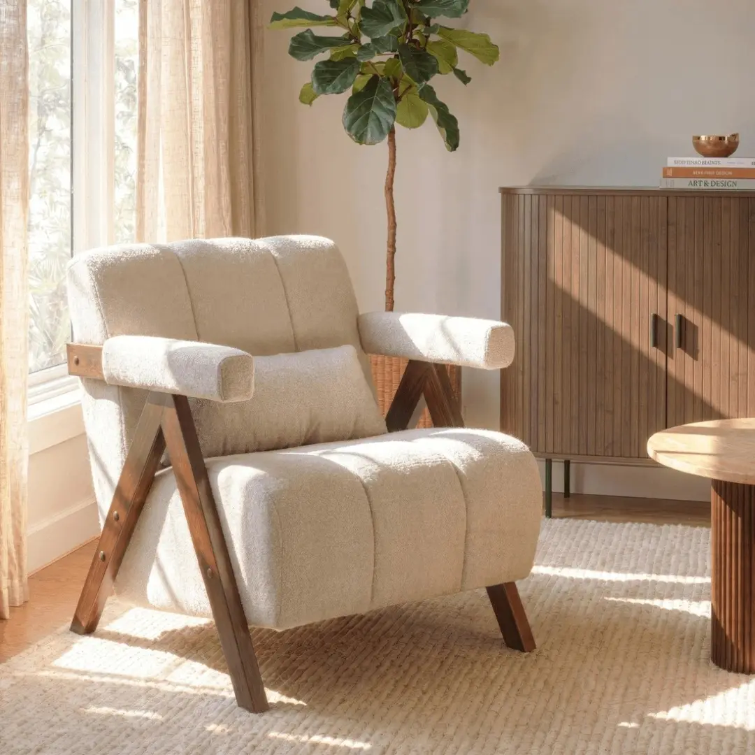 Fotoliu Mebel Elite Renato (Beige/Walnut)