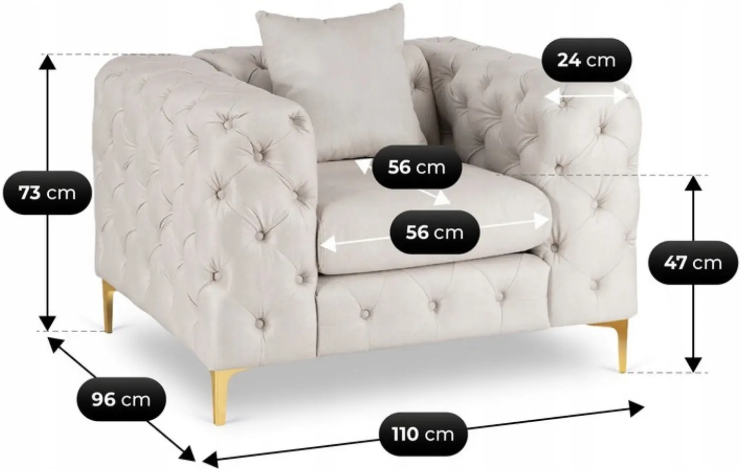 Кресло Mebel Elite Sorrento 1S (Cream/Gold) - 9