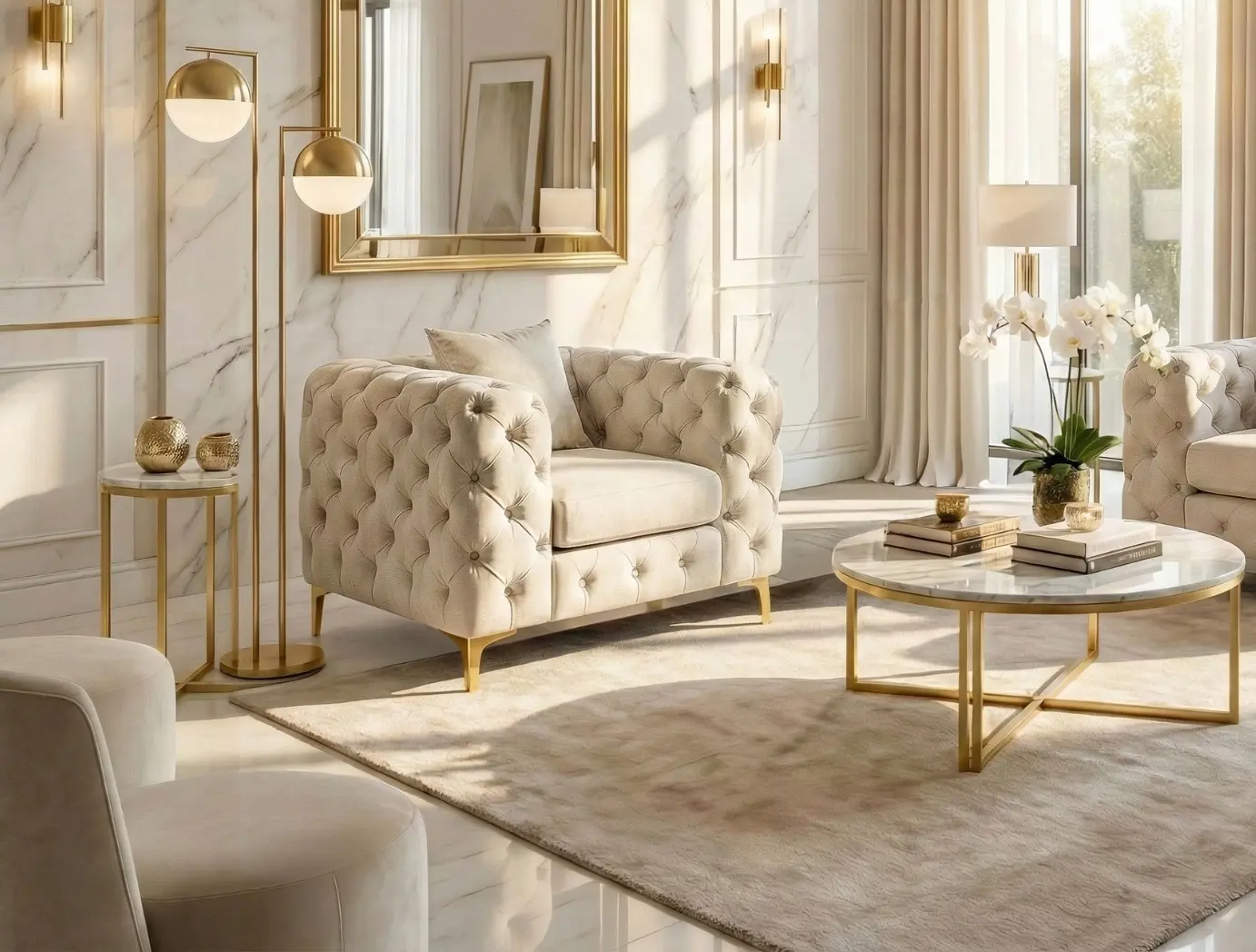 Кресло Mebel Elite Sorrento 1S (Cream/Gold)