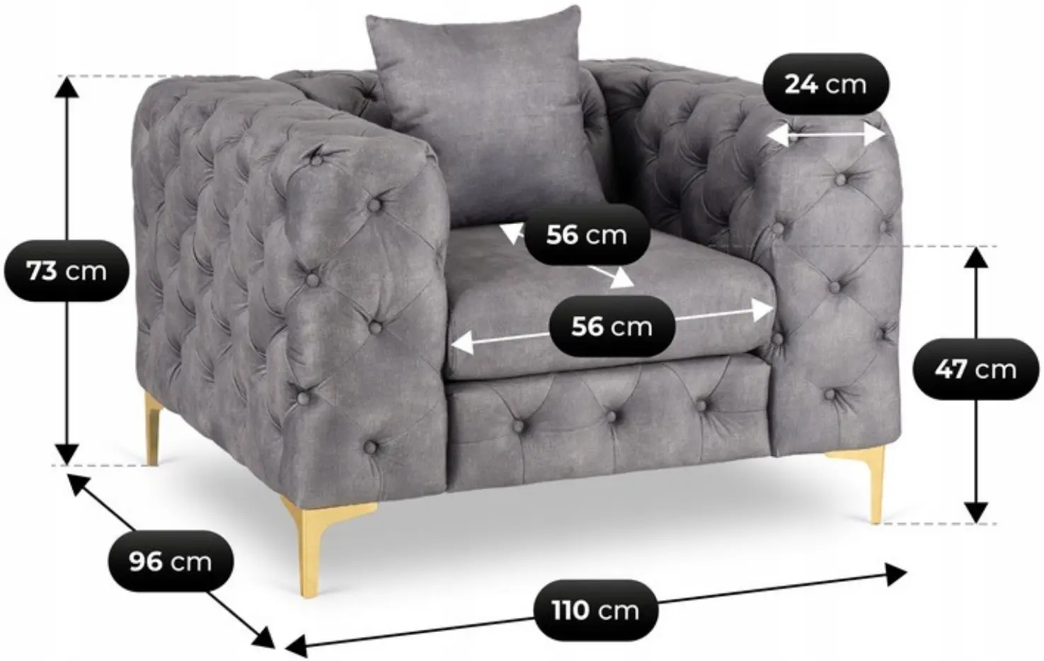 Кресло Mebel Elite Sorrento 1S (Grey/Gold) - 9