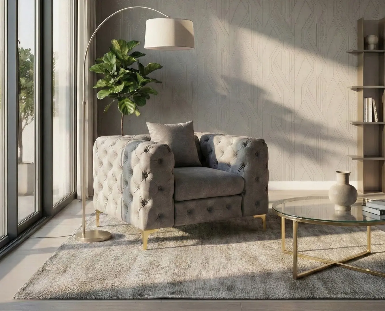 Кресло Mebel Elite Sorrento 1S (Grey/Gold)