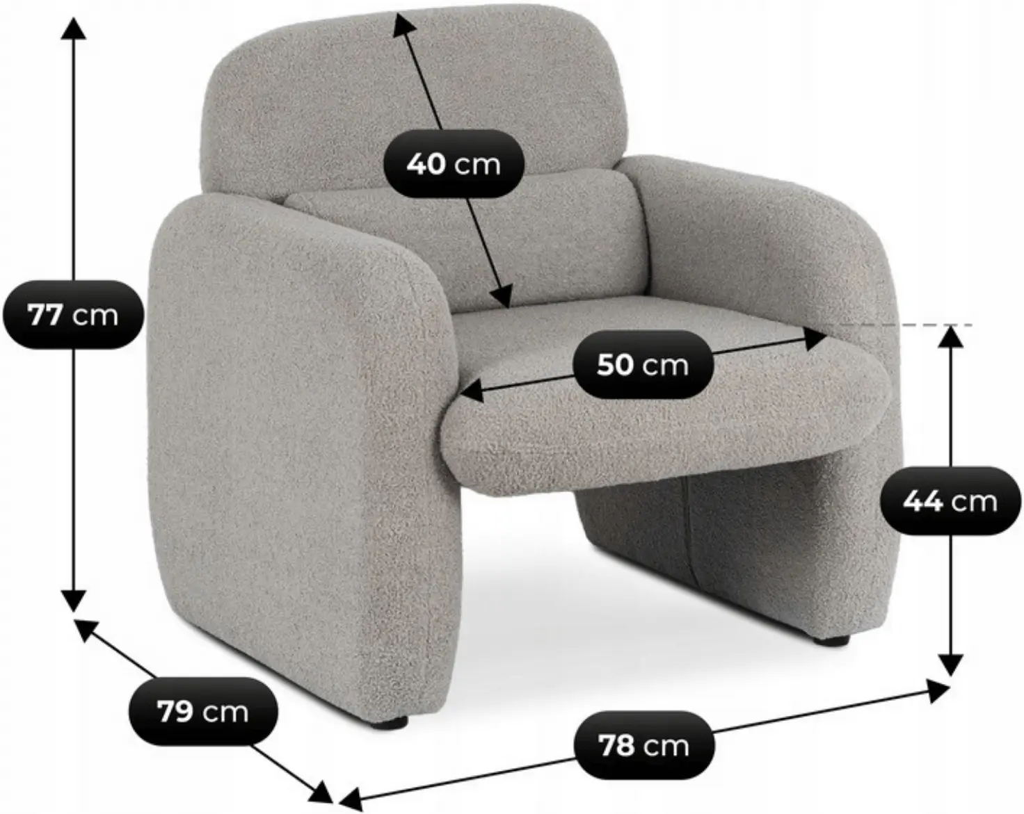 Fotoliu Mebel Elite Togo Boucle (Grey) - 9