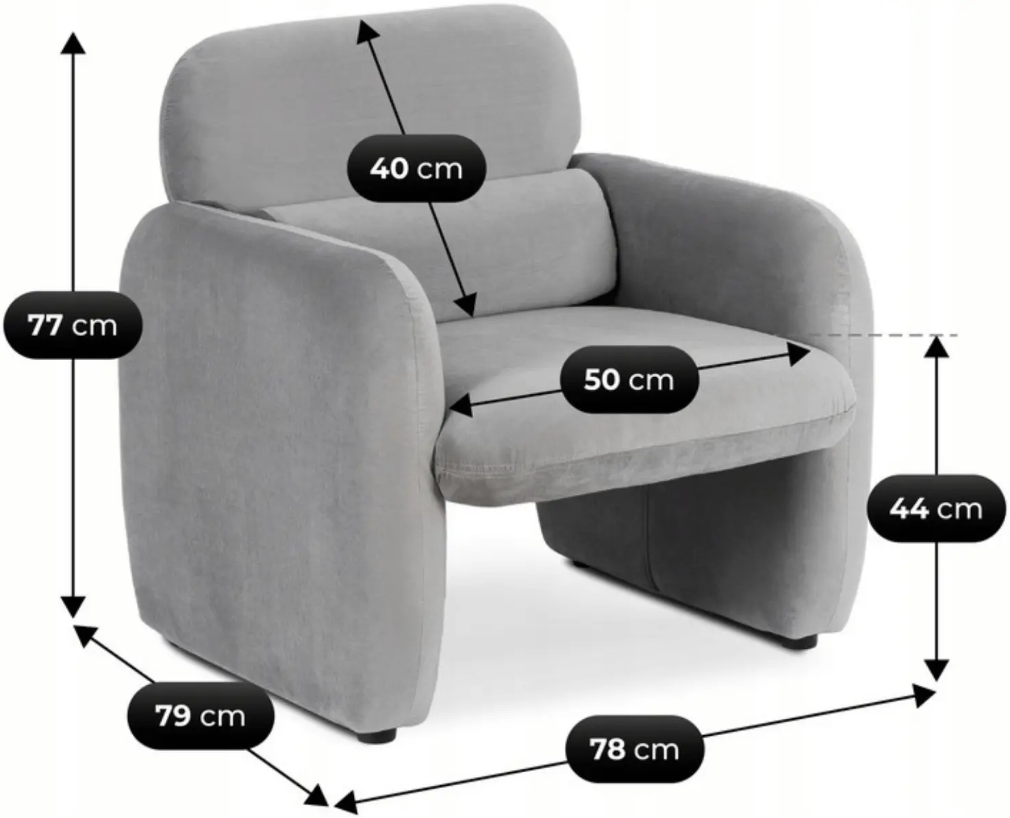 Fotoliu Mebel Elite Togo Welur (Light Grey) - 9