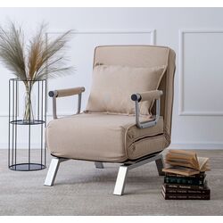 Fotoliu extensibil Mebel Elite Bart (Beige/Chrome)