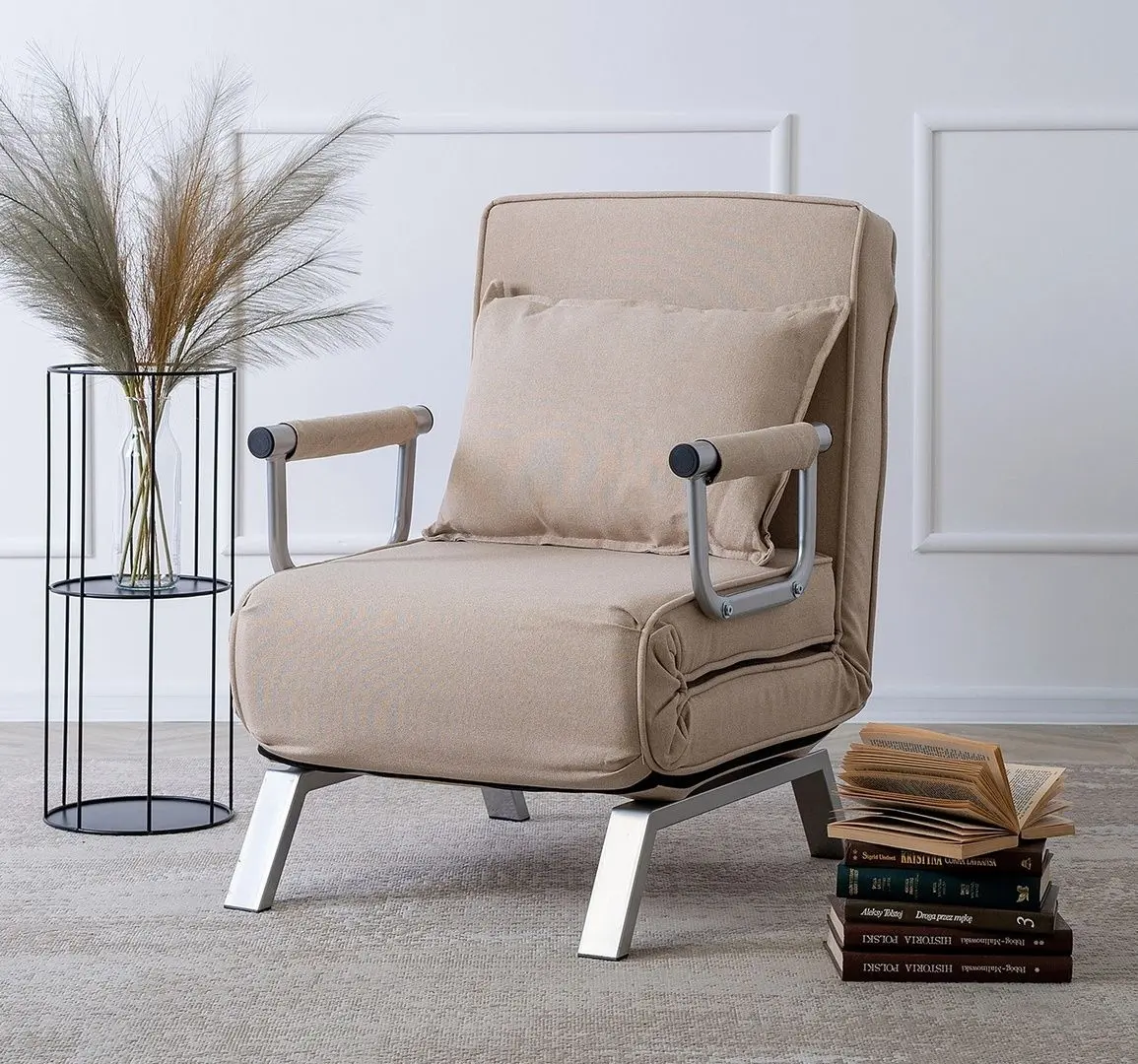 Кресло раскладное Mebel Elite Bart (Beige/Chrome)