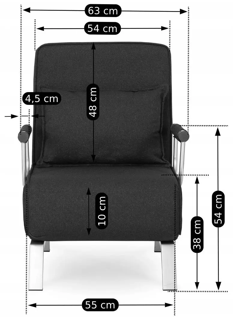 Кресло раскладное Mebel Elite Bart (Black/Chrome)