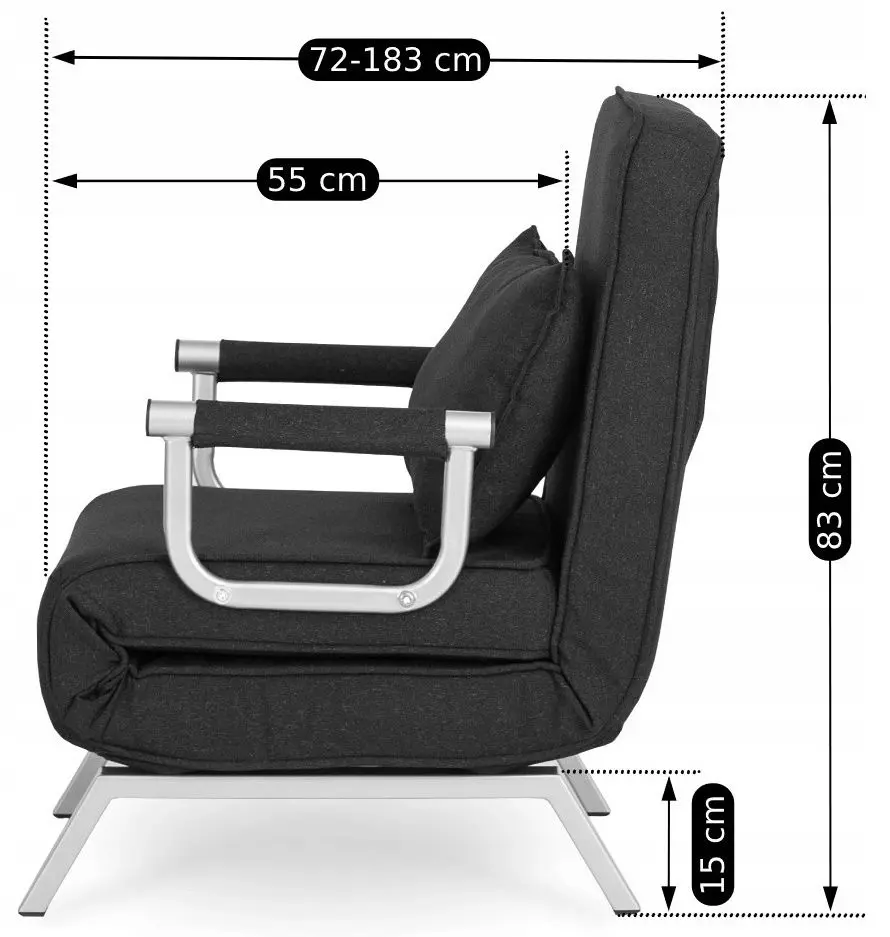 Кресло раскладное Mebel Elite Bart (Black/Chrome)