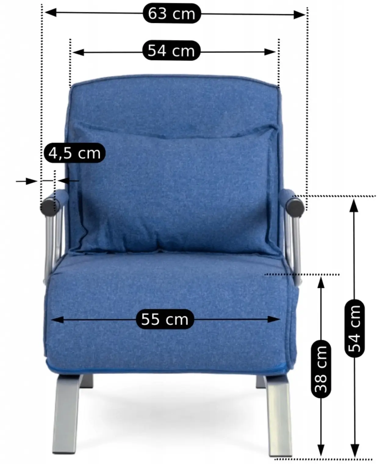 Fotoliu extensibil Mebel Elite Bart (Blue)